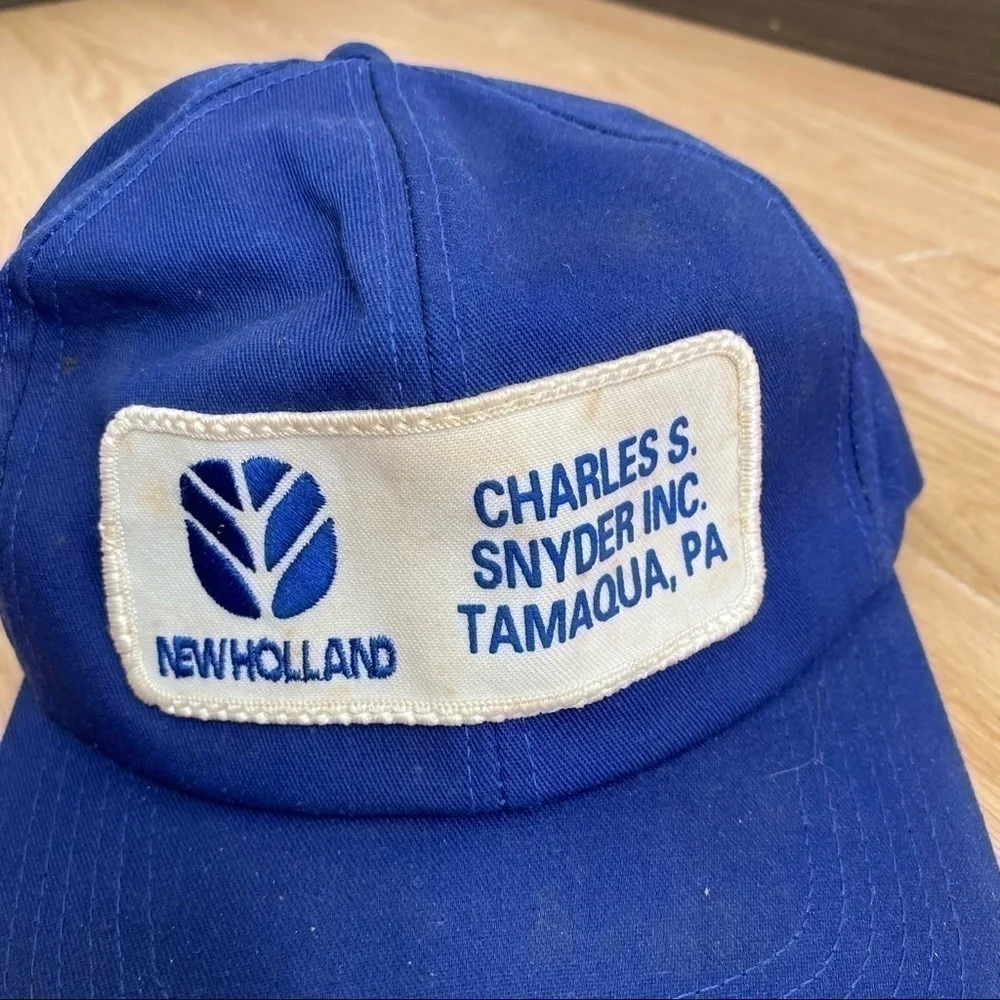Vintage New Holland Tractor Trucker Hat Patch K Products SnapBack Tractor